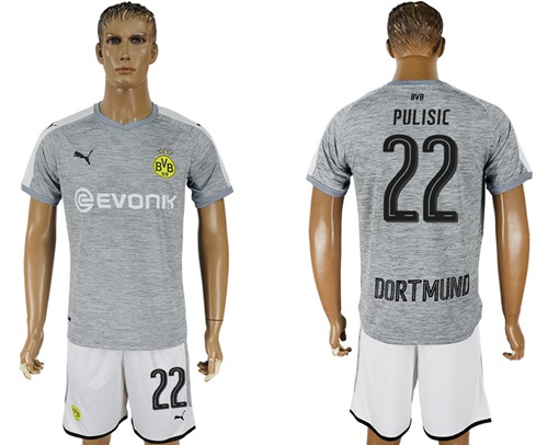 Dortmund #22 Pulisic Grey Soccer Club Jersey - Click Image to Close
